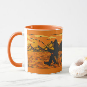 Caneca Pé Grande Pescando no Pier do Lago Sunset