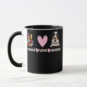 Caneca Peace Love Aussies Dog Aussie Shepherd Lover
