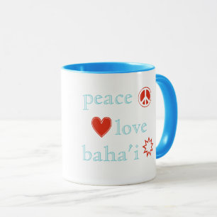 Caneca Peace Love Bahai Estrela Bahá'ís Faith, de nove 