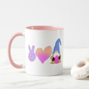 Caneca Peace Love Gnomo   Sublimação do Pastel de Páscoa 