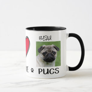 Caneca Peace Love Pugs Dog Lovers