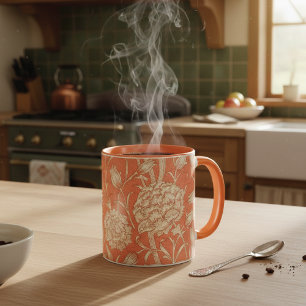 Caneca Peach Wild Tulips Pattern William Morris