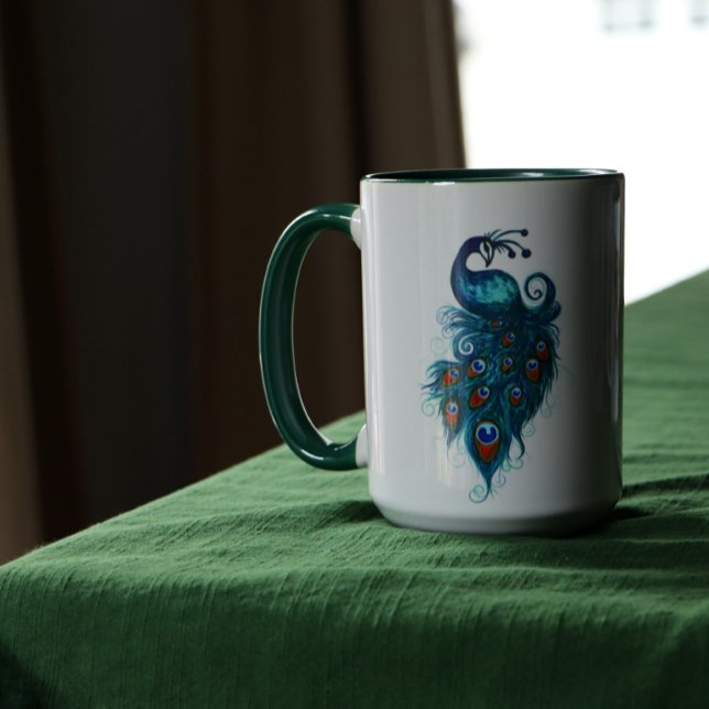 Caneca Peacock Feathers Teal Peacocks        (Criador carregado)