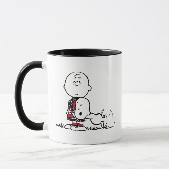 Caneca PEANUTS | Padrão vermelho e preto (Esquerda)