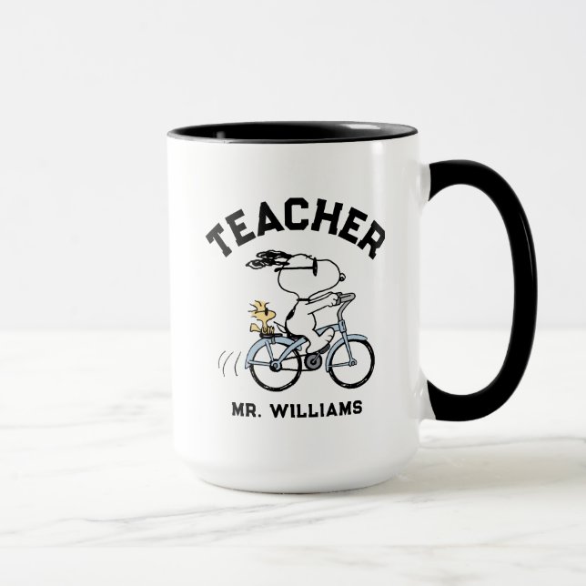 Caneca Peanuts | Snoopy & Woodstock Bicycle Teacher (Direita)