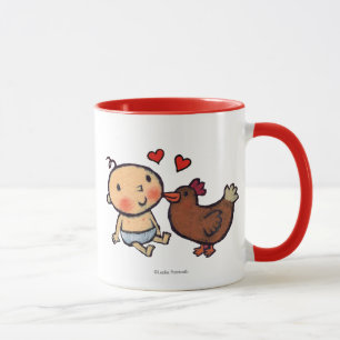 Caneca Peck bonito da galinha de Brown no mordente para o