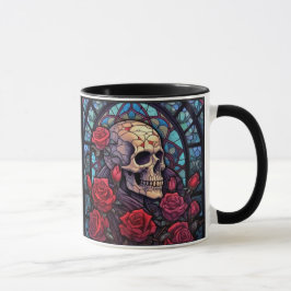 Caneca Pedras e caules Crânio e Rosa