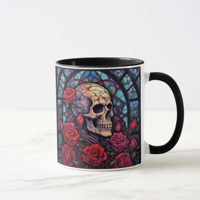 Caneca Pedras e caules Crânio e Rosa (Direita)