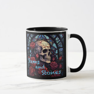 Caneca Pedras e caules Crânio e Rosa