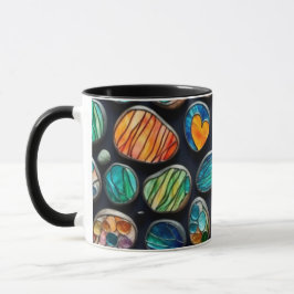 Caneca Pedras Pintadas Decorativas Brilhantes