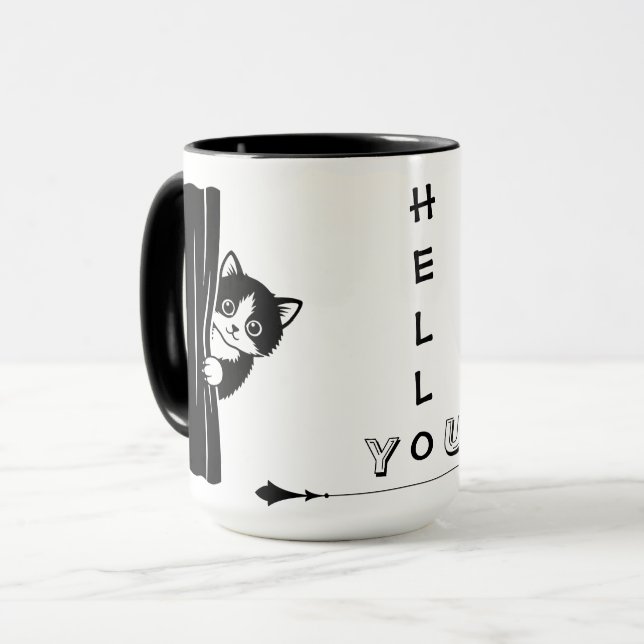 Caneca Peekaboo Cat Funny Mug (Frente Esquerda)