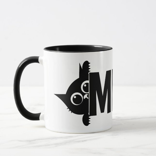 Caneca Peeking Cat Meow Design Coffee Mug (Esquerda)