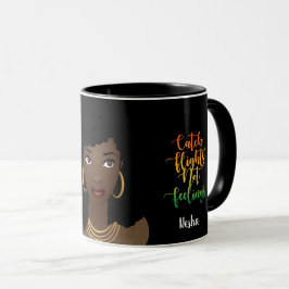 Caneca Pega Voos Sem Sentimentos, Mulher Negra, Preta