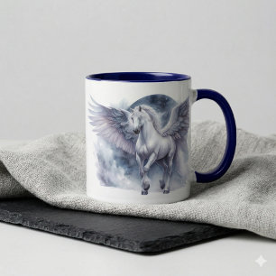 Caneca Pégaso Branco Asas ao Luar Sonho Celestial
