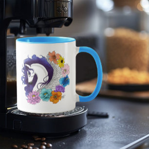 Caneca Pégasus Preto Floral