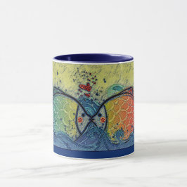 Caneca Peixe beijando amor de azul