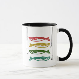 Caneca Peixe Colorido com Ganchos de Peixe