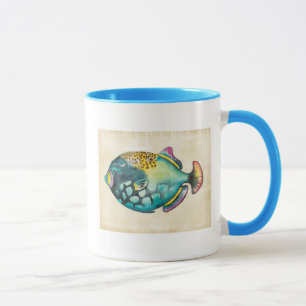 Caneca Peixe de Aquário Azul e Roxo