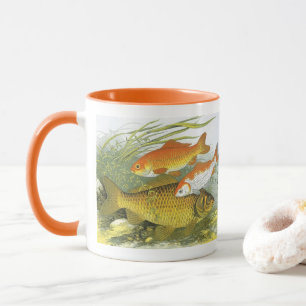 Caneca Peixe-Koi Vintage Aquatic Goldfish, vida marinha
