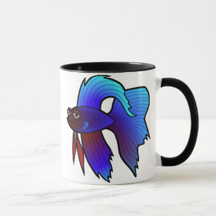 Caneca Peixe-Lutador-Siamês Desenhado
