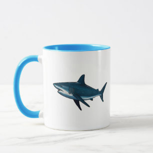 Caneca Peixe-tubarão-branco e azul-Elegante