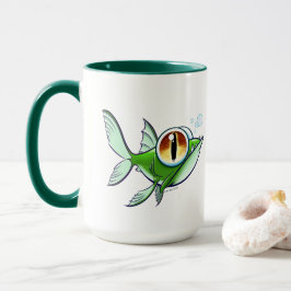 Caneca PEIXE ZANGADO com OLHO VERMELHO por Jeff Willis Ar
