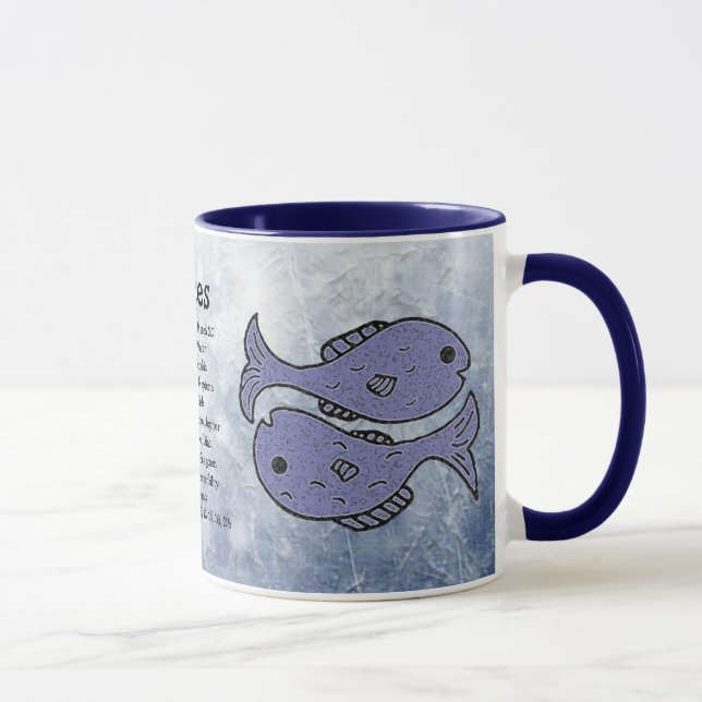 Caneca Peixes Astrologia Horoscópio Símbolo Zodiac (Direita)