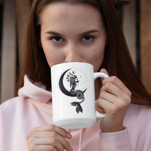 Caneca Peixes Dançando Garota 15oz Black Rim Mug