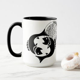 Caneca Peixes de estilo grego com gráfico de zodíaco de p
