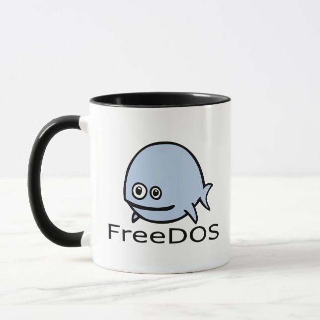 Caneca Peixes de FreeDos - azul com nome (Esquerda)