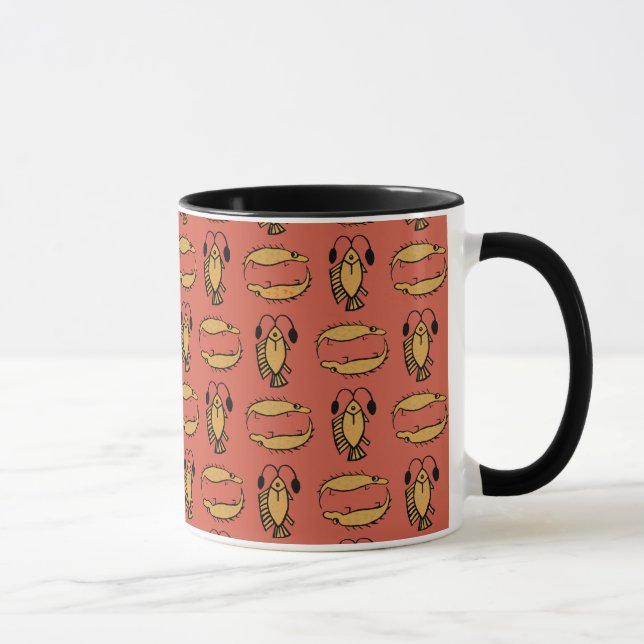 Caneca Peixes egípcios, crocodilo em Red Ringer Coffee Mu (Direita)
