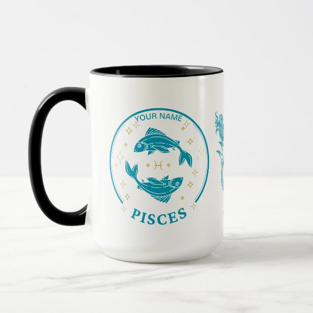 Caneca Peixes personalizados Zodiac 15 oz Coffee Mug (Esquerda)