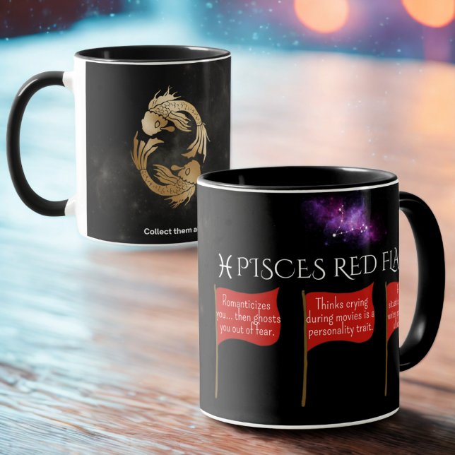 Caneca Peixes Red Flagy Astrology Mug | Zodiac Gift Engra (Criador carregado)