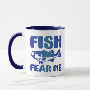 Caneca Peixes temem-me arte azul pescador Design