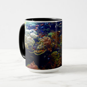 Caneca Peixes Tropicais e Mug de Recife de Coral Colorida