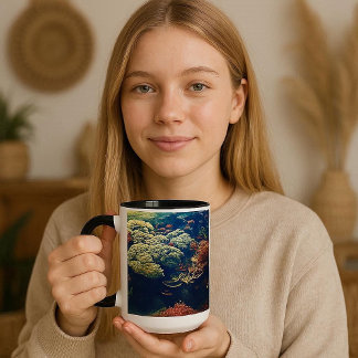 Caneca Peixes Tropicais e Mug de Recife de Coral Colorida