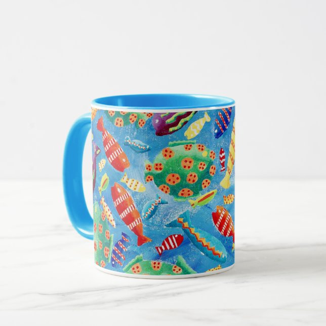 Caneca Peixes Tropicais Vida Submarina Canuca Náutica (Frente Esquerda)