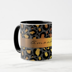 Caneca Pele-Leopardo Pele Negra-Dourada Nome da faixa de 