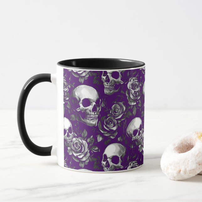 Caneca Peles E Rosas Roxos (Com Donut)
