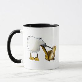 Caneca Pelican tenta comer Capybara Funny capybara