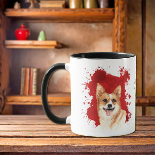 Caneca Pembroke Corgi Red Abstrato Fundo