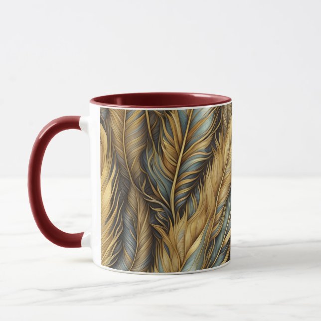Caneca Penas Arte Dourada Prata (Esquerda)
