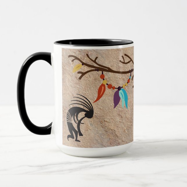 Caneca Penas de apanhador de sonhos árvore Kokopelli (Esquerda)