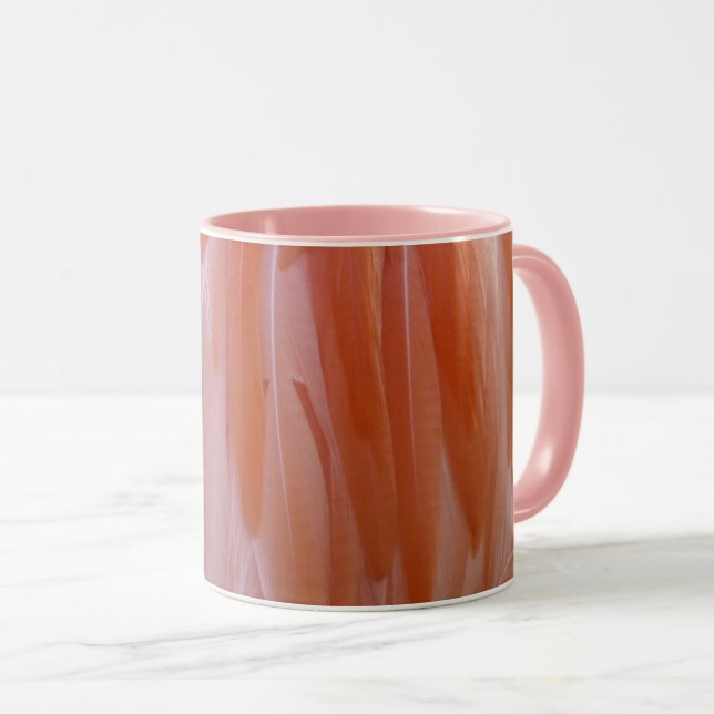 Caneca Penas de Flamingo em Tons de Rosa (Frente Esquerda)