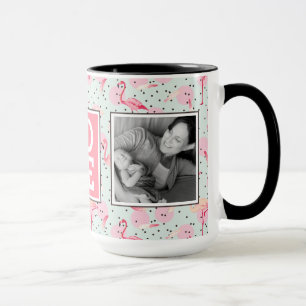 Caneca Penas De Flamingo Nas Bolinhas   AMOR com fotos