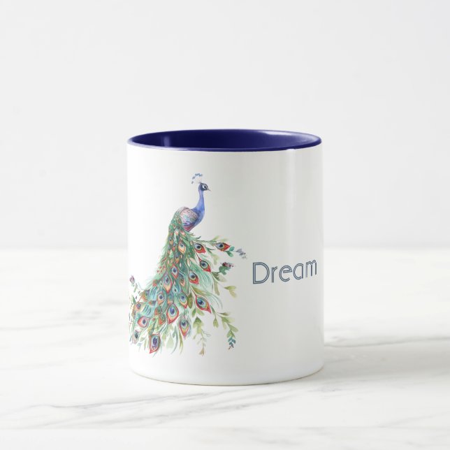 Caneca Penas de Pavão Azul Verde (Centro)