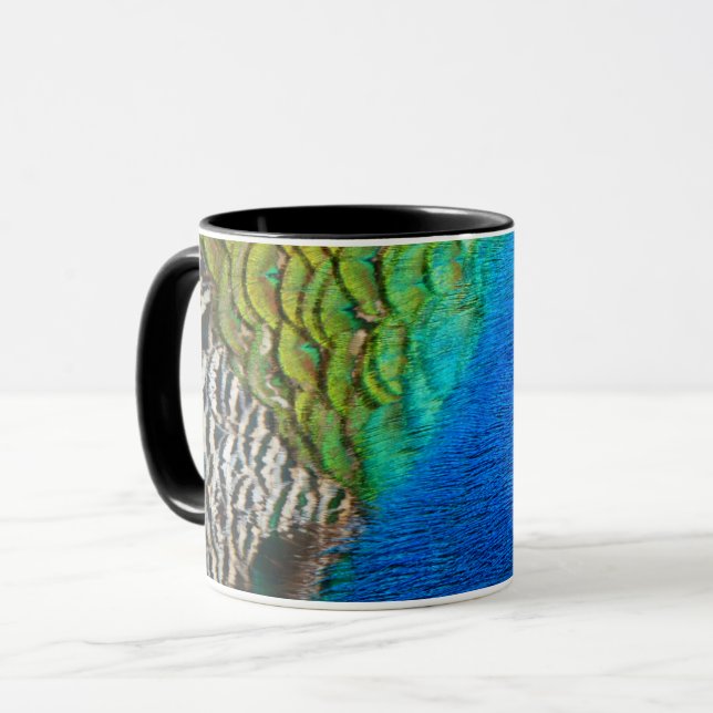 Caneca Penas de Peacock IV Abstrato (Frente Esquerda)