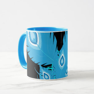Caneca Penas de Peacock   Pássaros-Pássaros   Moda