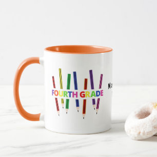 Caneca Pêncils - Pêssego de Professora Personalizável do 