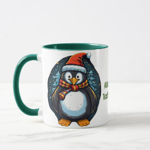 Caneca Penguin Santa Hat Scarf Christmas Family Matching